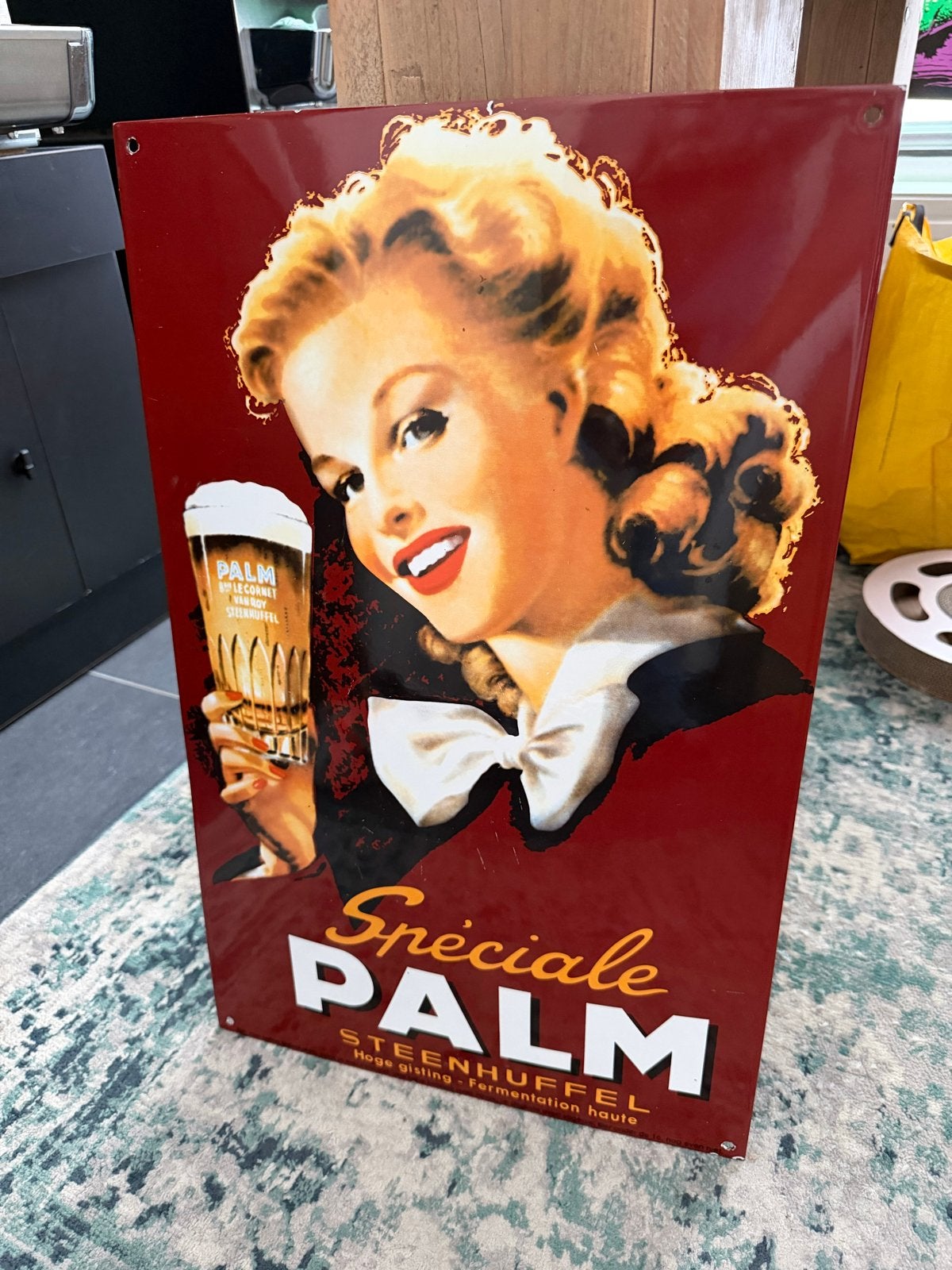 Vintage Speciaal Palm Emaille Reclamebord - Bier, Ophalen of Verzenden