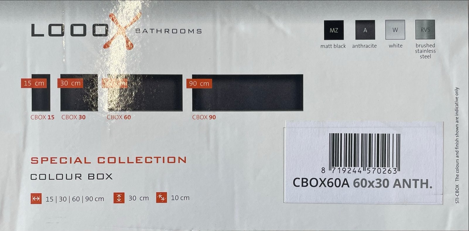 LoooX Colour Box CBOX60A 60x30 Anthraciet, Overige typen, Nieuw, Minder dan 100 cm, 25 tot 50 cm