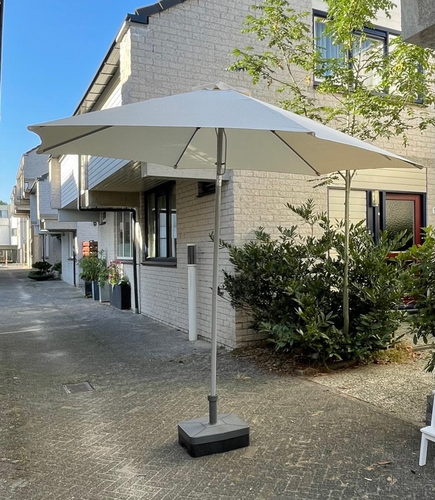 Parasol 3m breed met hoes en voetstuk, Tuin en Terras, Ophalen, Stokparasol, Kantelbaar