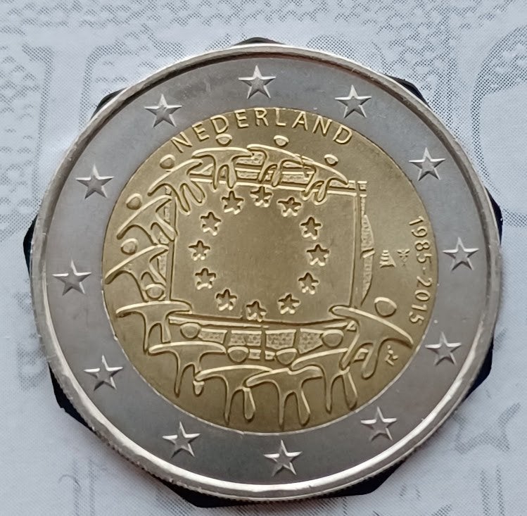 Nederland 2 Euro "30 jaar Eurpopese Vlag"- 2015  (AMK), Verzenden, Koningin Beatrix, Euro's, Setje