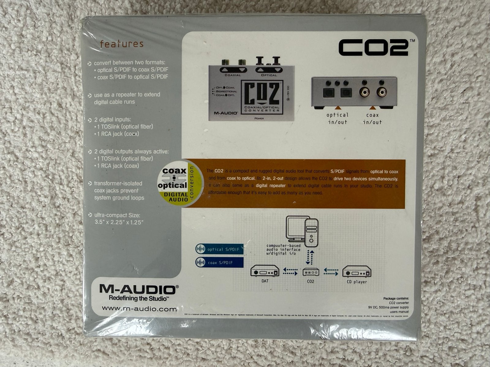 M-Audio CO2 SPDIF Optisch naar Coax Digitale Audio Converter, Ophalen of Verzenden, Nieuw