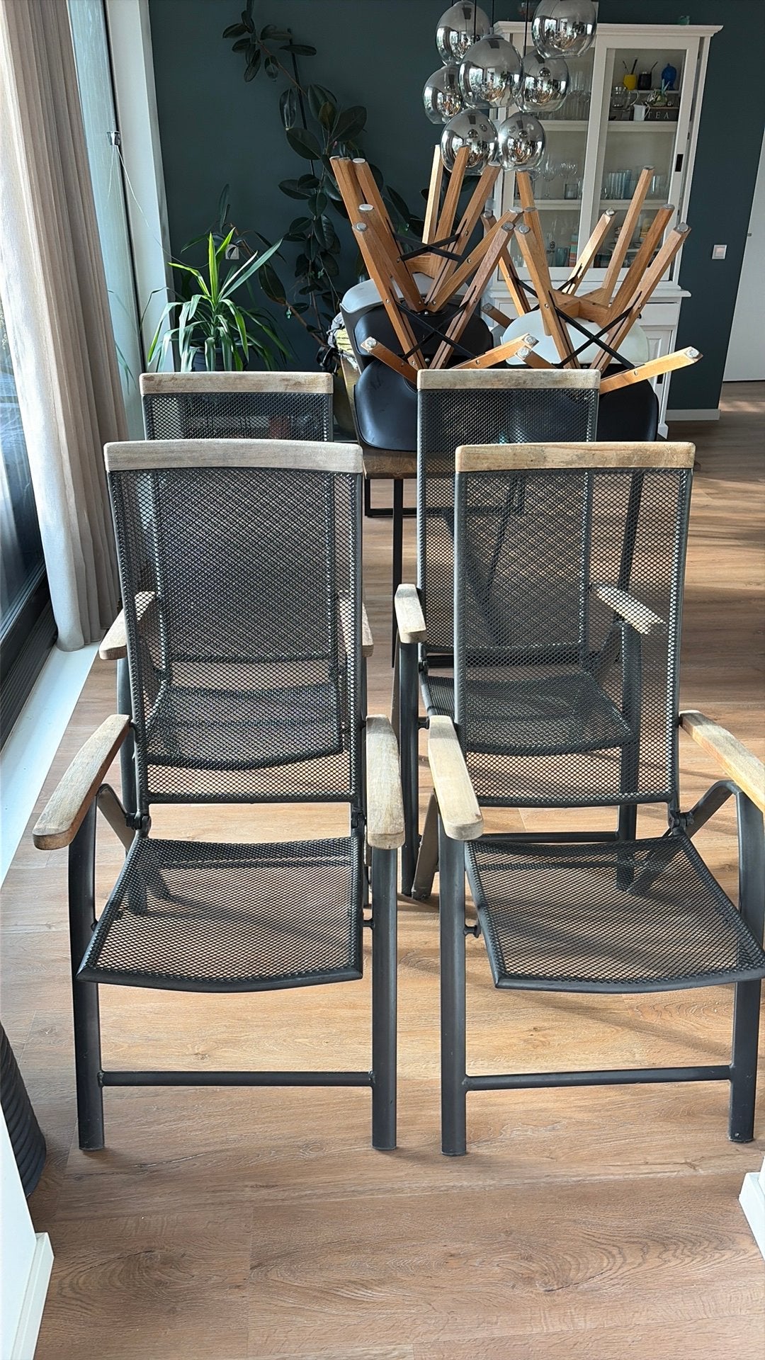 4 Terrasstoelen te koop (totaal prijs), Ophalen, Gebruikt, Metaal
