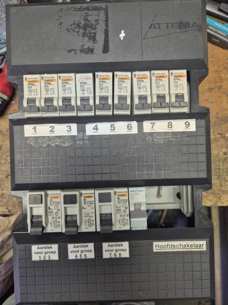 Groepenkast – 8 B16 + 1xC25  3 aardlek 40A/0,03A, Ophalen of Verzenden, Gebruikt, Groepenkast