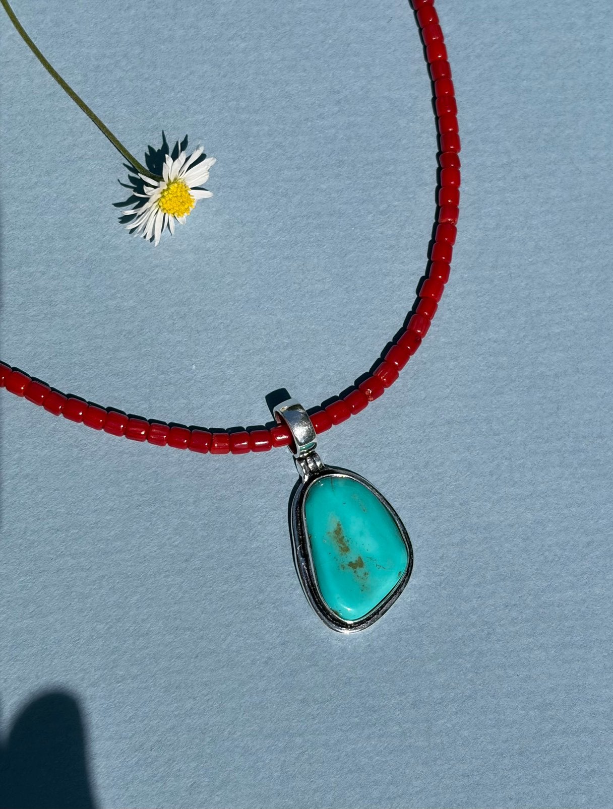 Handgemaakte ketting Koraal & Turkoois, 925 Zilver, Ophalen of Verzenden, Nieuw, Rood, Zilver