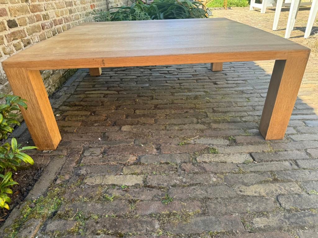 Vierkante massief licht eiken salontafel, Ophalen, Gebruikt, Vierkant, Eikenhout