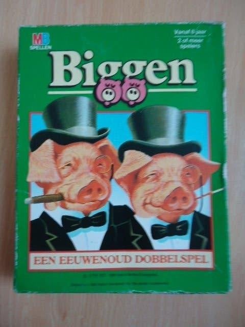 Biggen, een eeuwenoud dobbelspel, MB spellen, Vijf spelers of meer, Ophalen of Verzenden, Zo goed als nieuw, MB Spellen