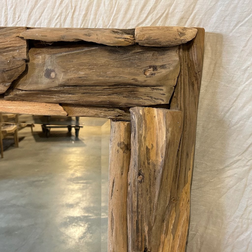 houten spiegel met teak lijst 100 x 80 cm -  Gratis bezorgd, Huis en Inrichting, TTM Wonen, Meubels – (Perzische) Tapijten en Woonaccessoires