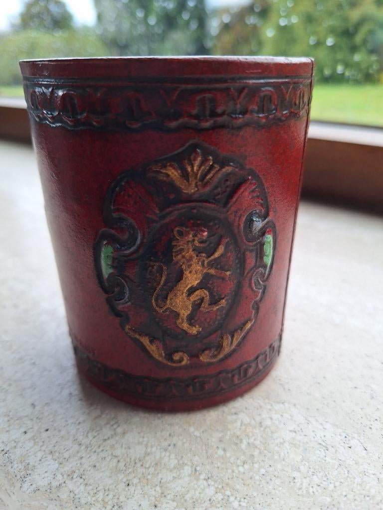 Vintage beker met wapenschilden, Antiek en Kunst, Ophalen of Verzenden