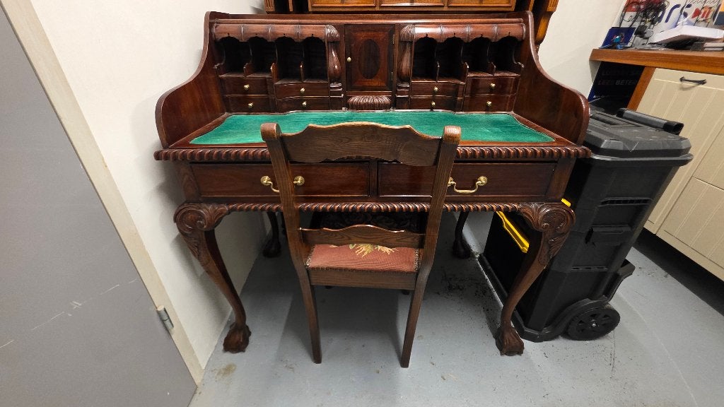 Prachtige klassieke secretaire Chippendale-stijl + stoel, Huis en Inrichting, Ophalen, Gebruikt, Klassiek