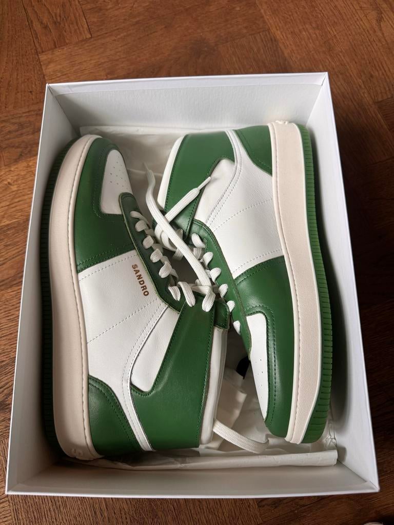 Sandro leren sneakers groen/wit maat 44, Overige kleuren, Nieuw, Ophalen of Verzenden, Sneakers of Gympen
