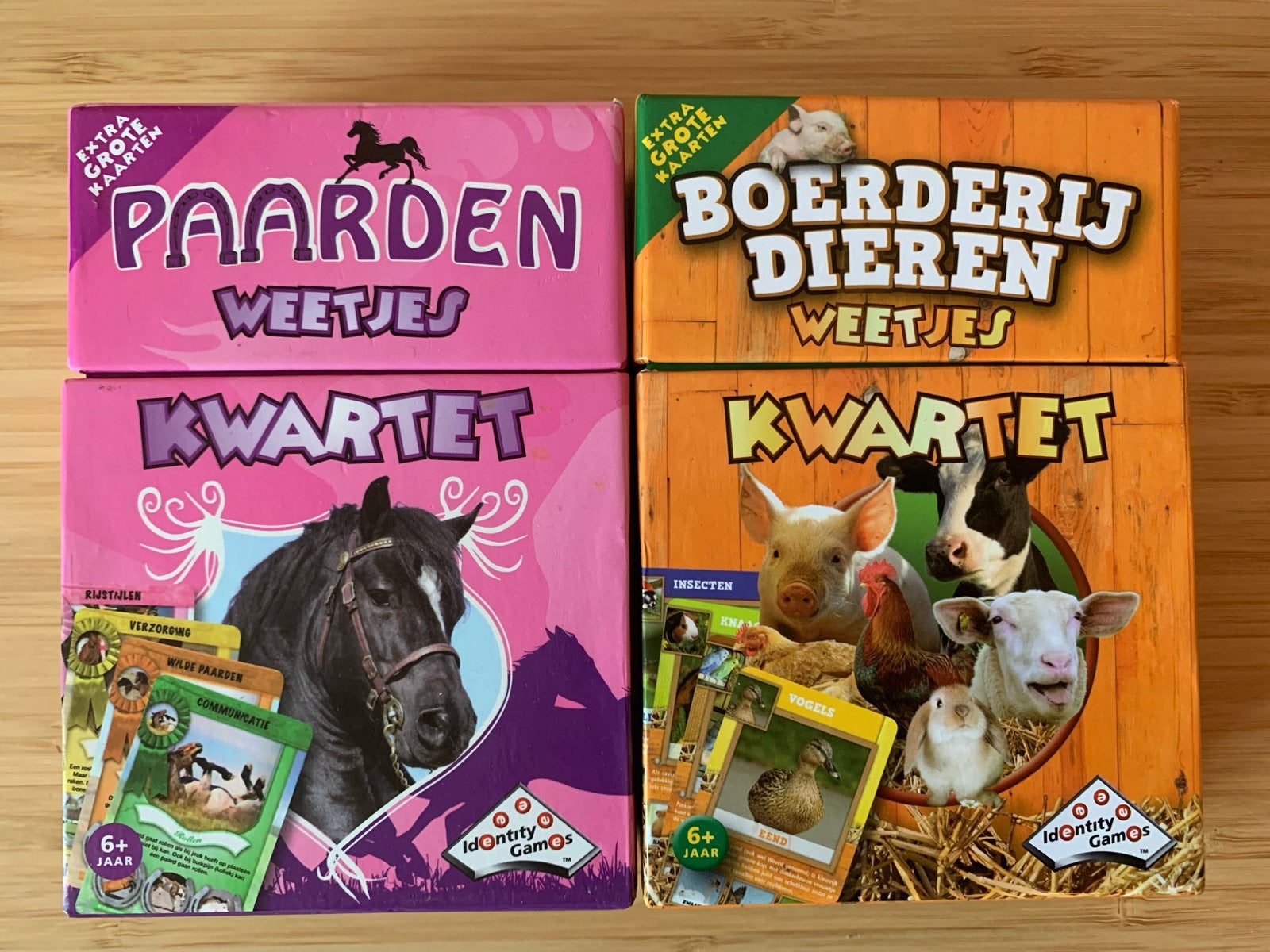 Kwartet: Paarden Weetjes & Boerderij Dieren Weetjes, Drie of vier spelers, Ophalen of Verzenden, Zo goed als nieuw