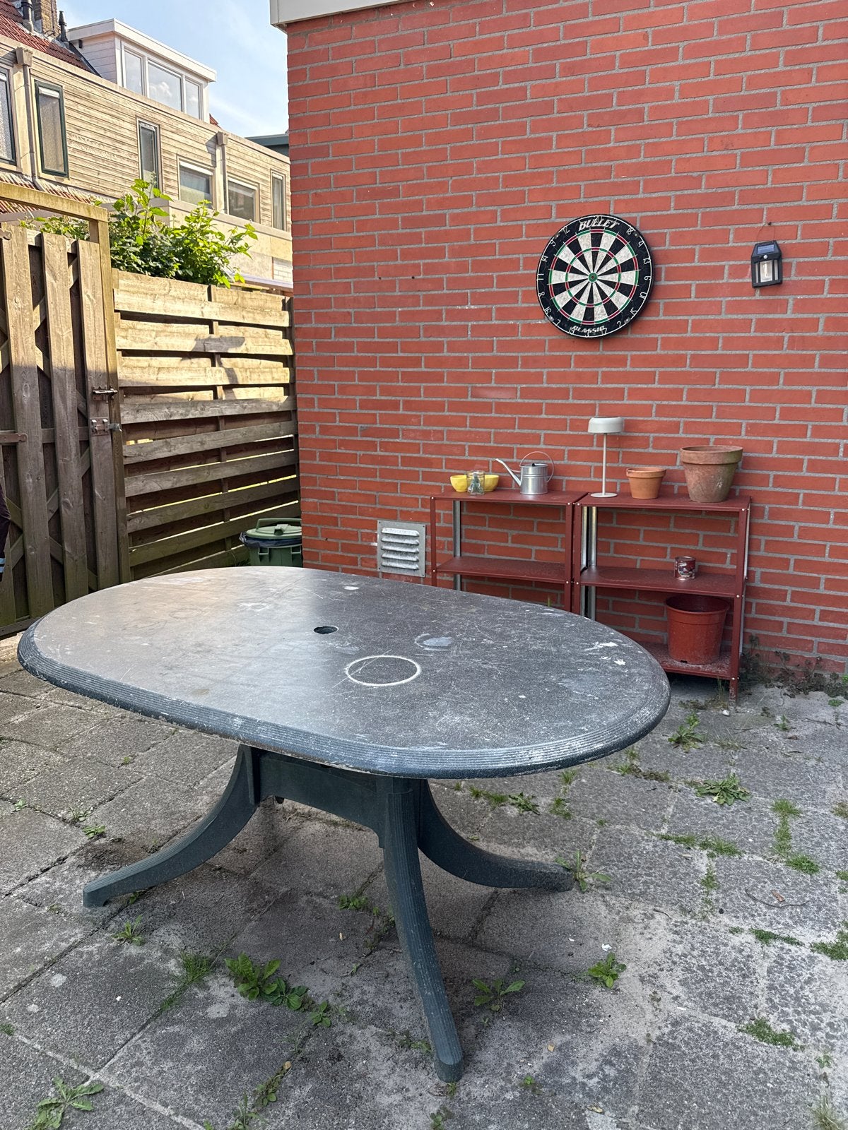 Ovale tuintafel 150x90, Ophalen, Gebruikt, Ovaal, Kunststof