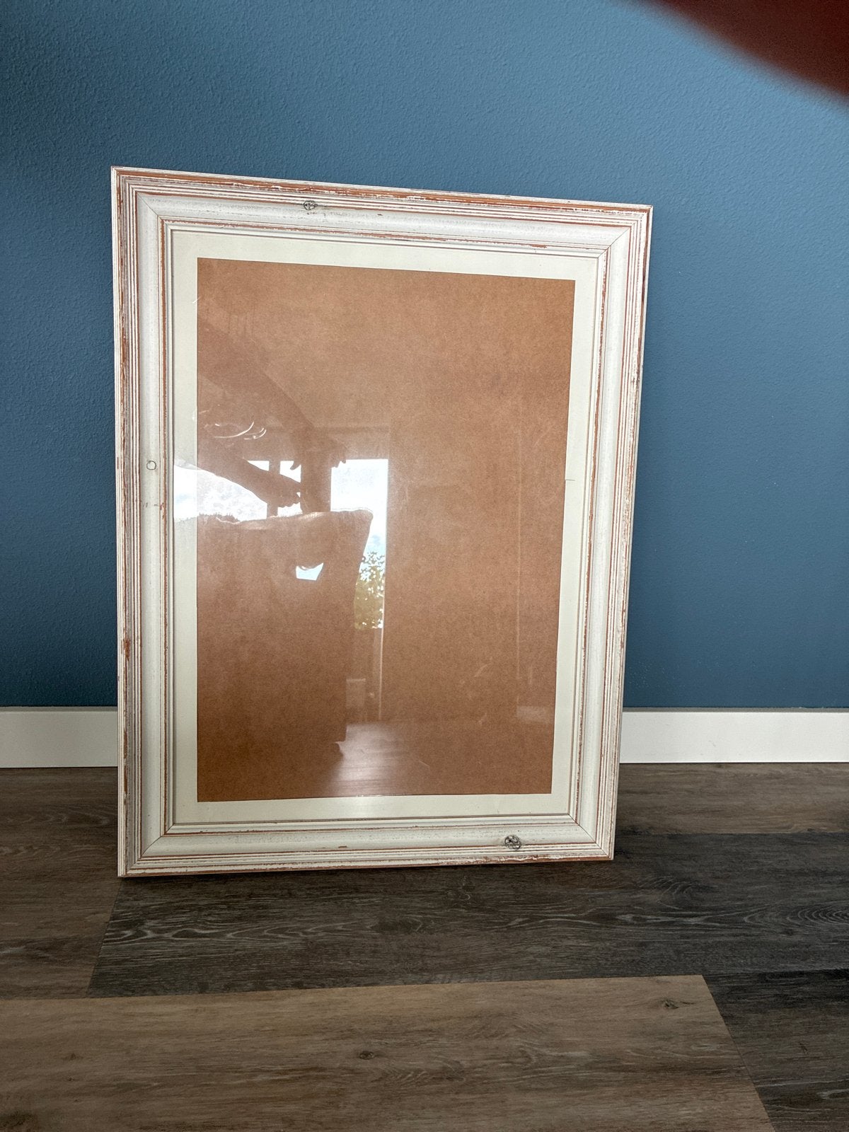Vintage fotolijst whitewashed(wit/bruin) met passe-partout, Ophalen, Gebruikt, Fotolijst, Meerkleurig
