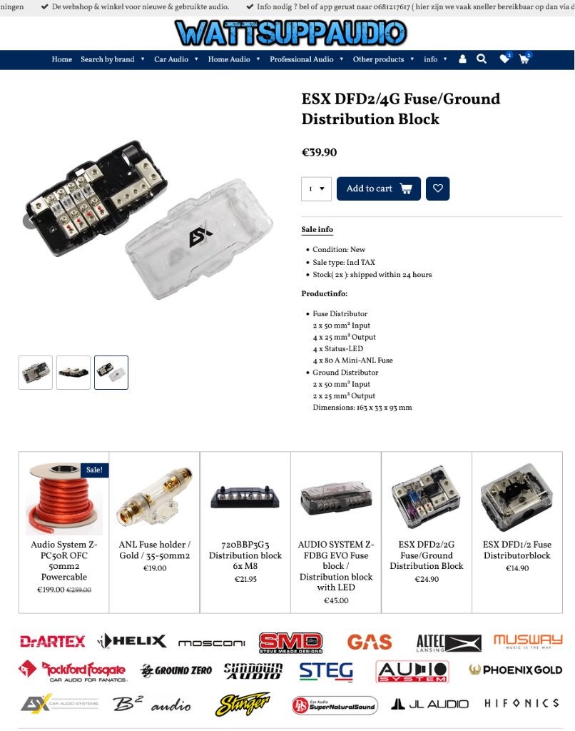 ESX DFD2/4G Zekering / Ground verdeelblok 50mm2, Audio-design, Nieuw, Am Breilingsweg 3, 76709 Kronau, Duitsland, Ophalen of Verzenden