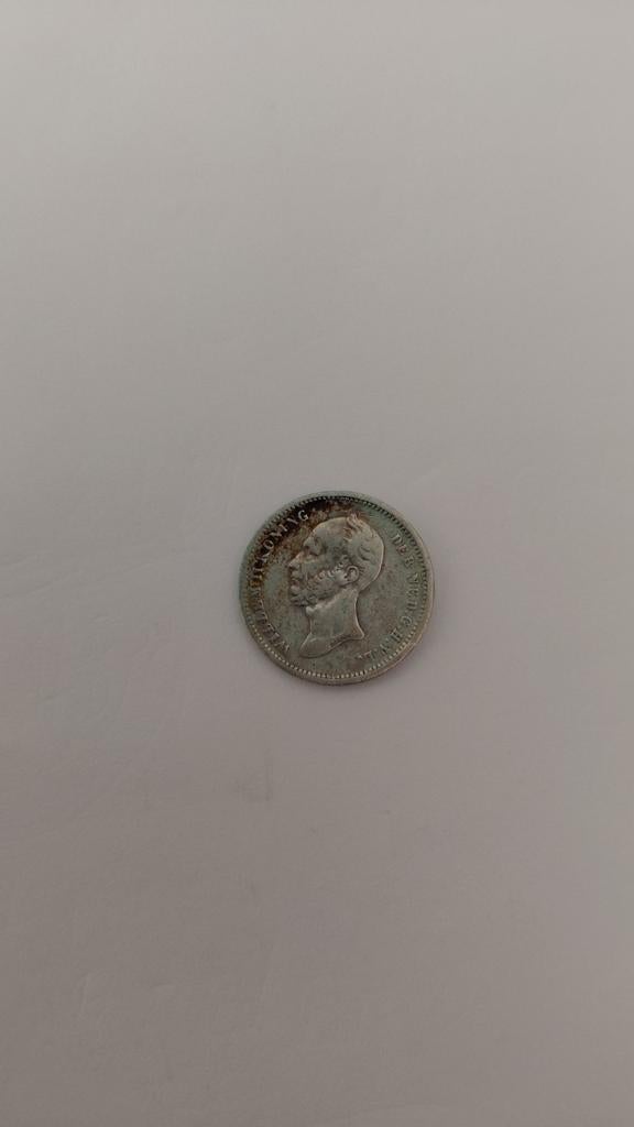 Zilveren 25 Cent Willem III Munt (1874-1890), Koning Willem III, Zilver, 25 cent, Ophalen of Verzenden