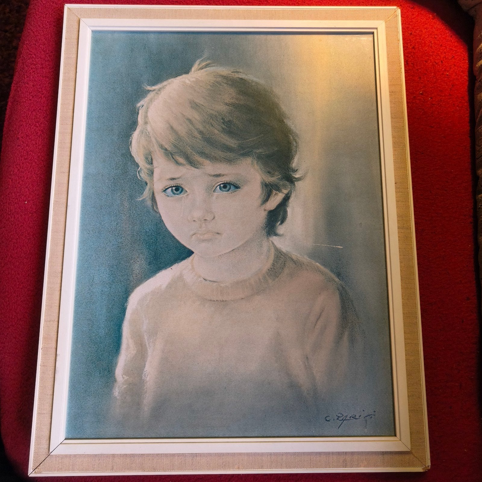 2 portretten kinderen Carlo Parisi vintage reproducties, Ophalen, Portret of Personen, Realistisch, Gesigneerd