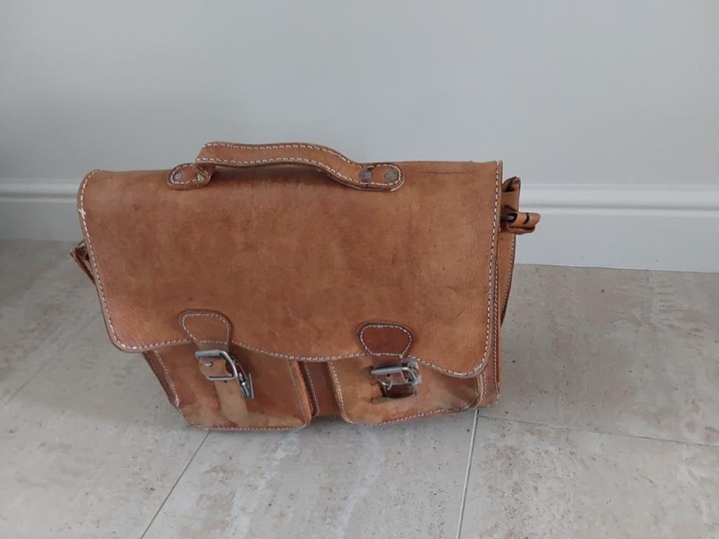 Leren boekentas geen draagriem, Ophalen of Verzenden, Bruin, Aktetas of Boekentas, 30 tot 40 cm