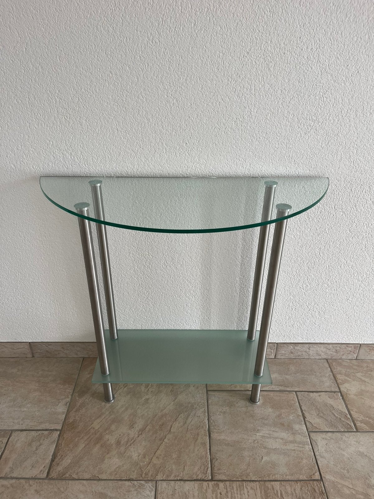 Glazen sidetable nieuw, Huis en Inrichting, Tafels | Sidetables, Ophalen, 100 tot 150 cm, Zo goed als nieuw, 25 tot 50 cm