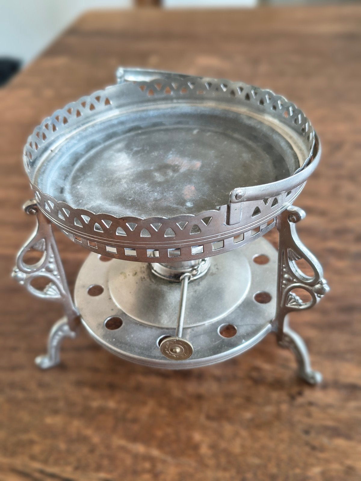 Antieke zilverkleurige rechaud/warmhoudplaat, Ophalen