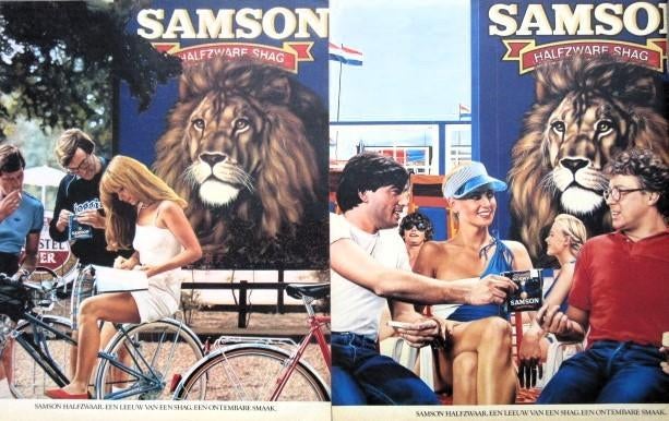 17 vintage advertenties reclames Samson shag 1960-98 tabak, Verzamelen, Ophalen of Verzenden, Gebruikt, Sigarenbandjes