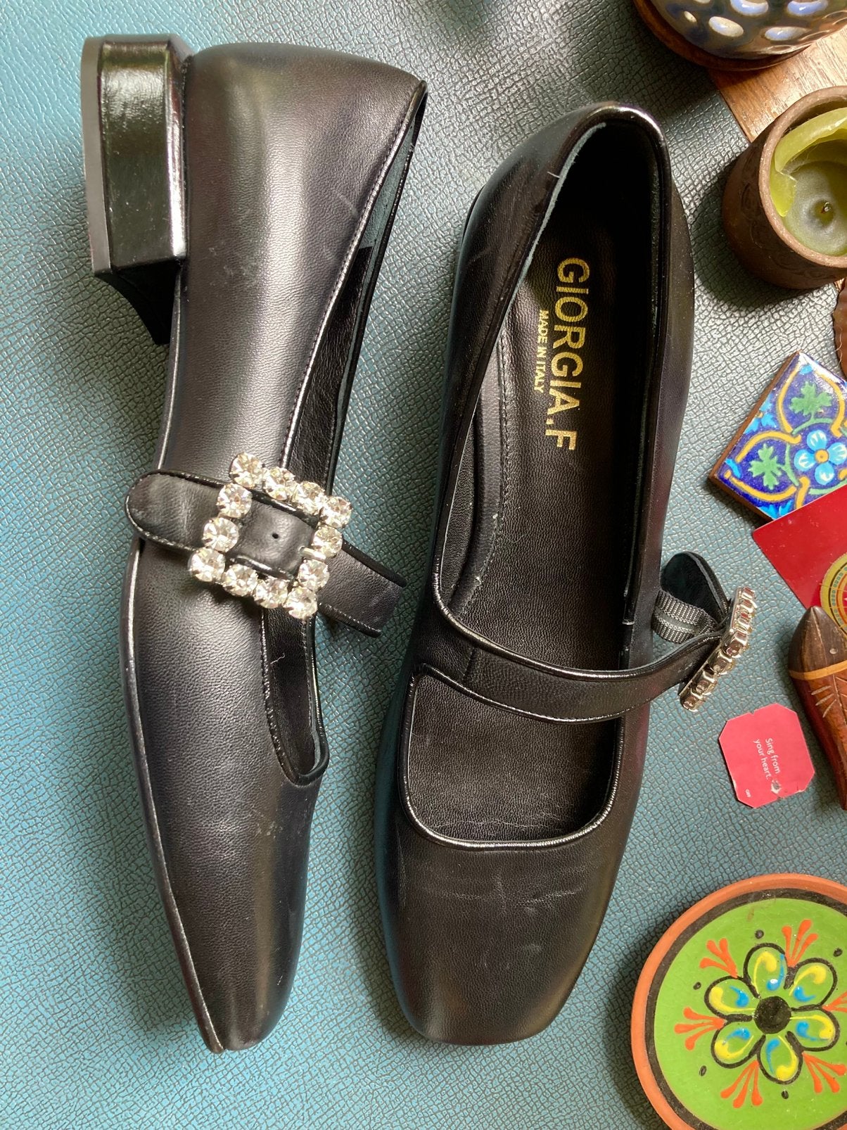 Mooie chique zwart leren ballerinas Georgia F., Kleding | Dames, Verzenden, Zwart, Ballerina's, Zo goed als nieuw