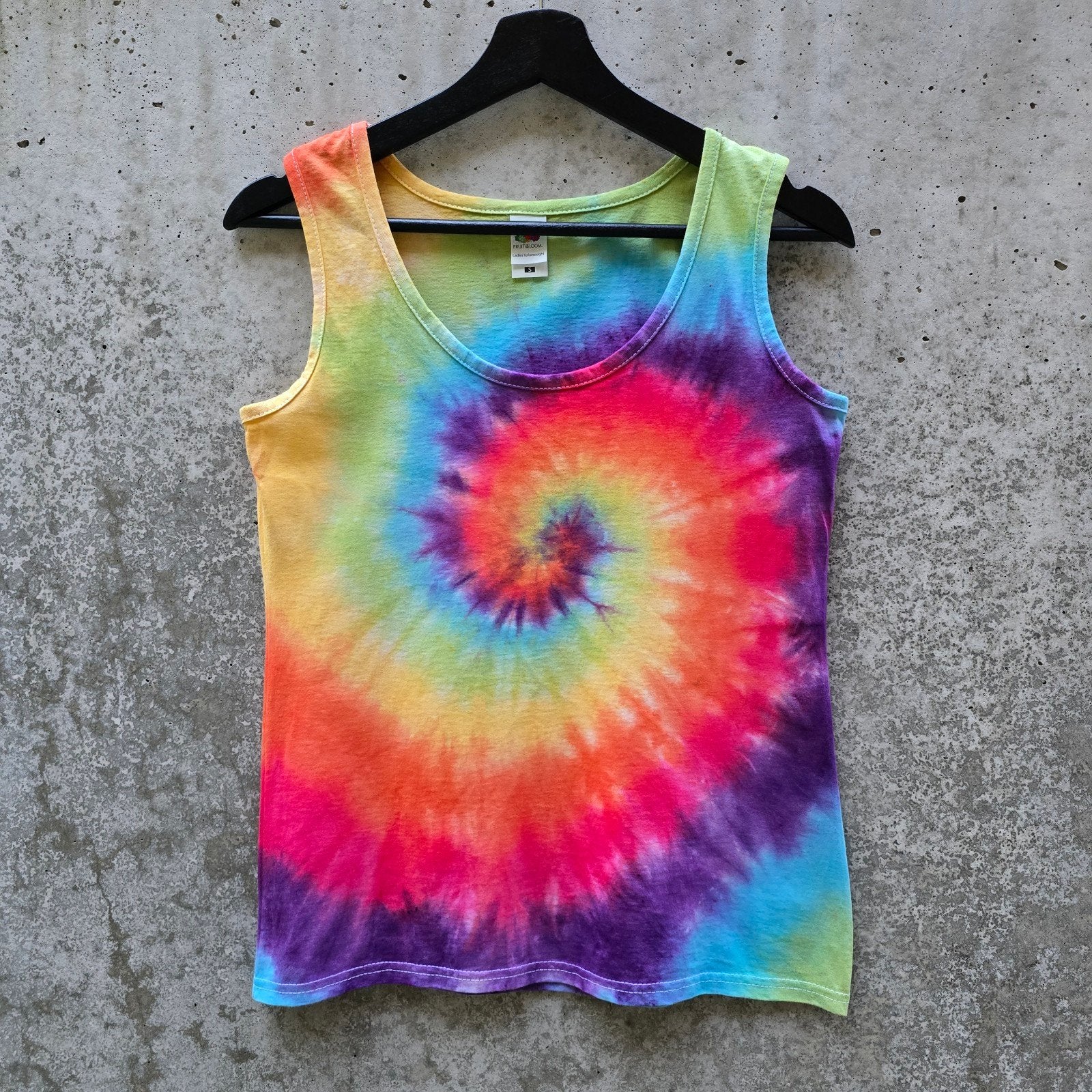 Hand geverfd regenboog spiral tie dye dames tanktop maat S, Overige kleuren, Nieuw, Ophalen of Verzenden, Spiral Creaties