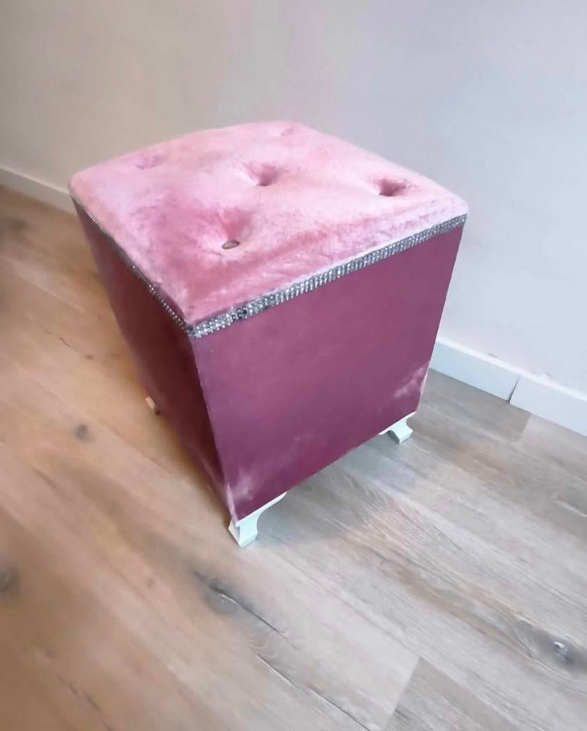 Poef poeder roze, Minder dan 50 cm, Rond, Minder dan 50 cm, Ophalen of Verzenden