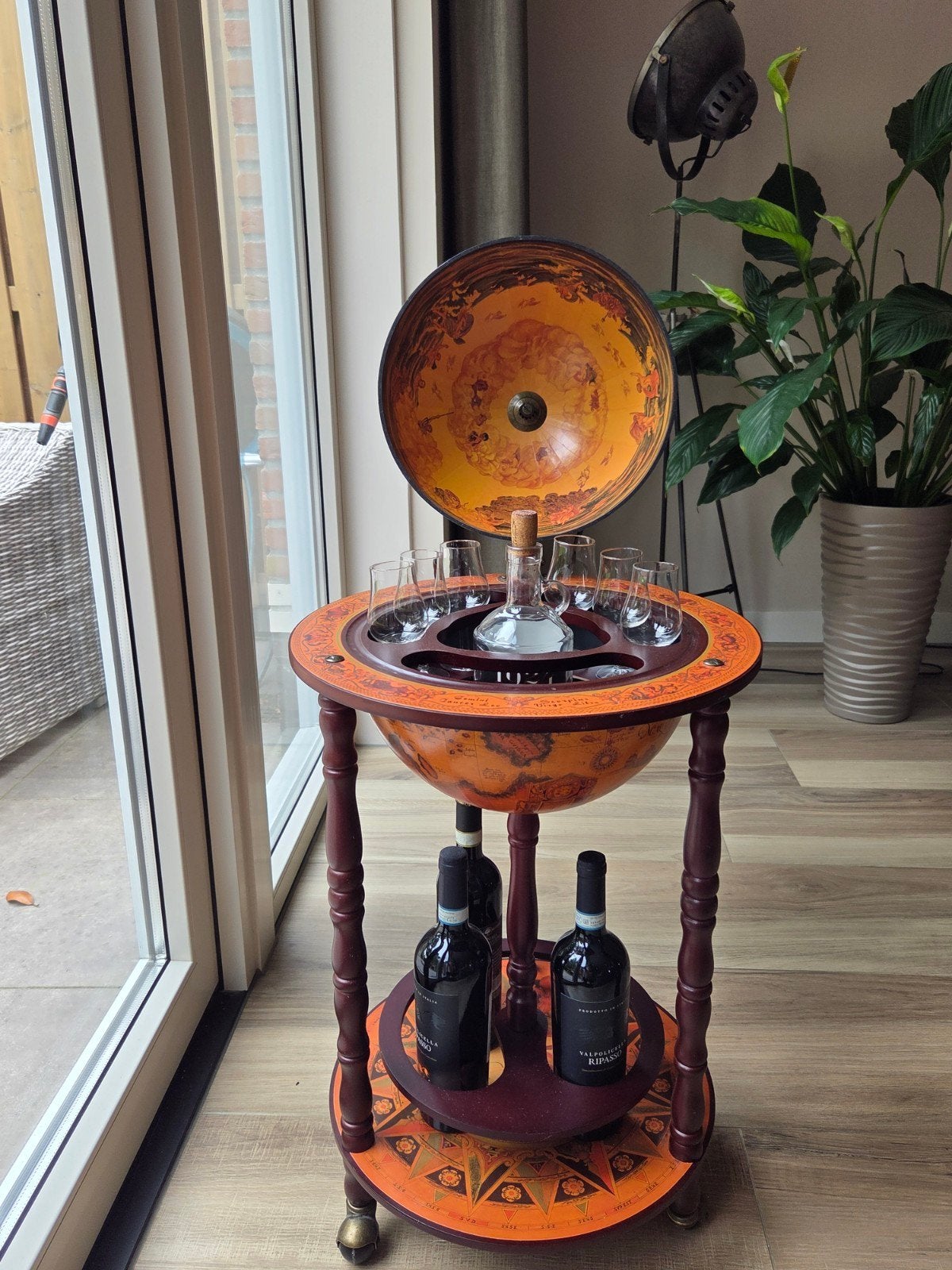 Vintage Globe Bar - 90 cm hoog, Ophalen, Gebruikt, Bruin, Vintage