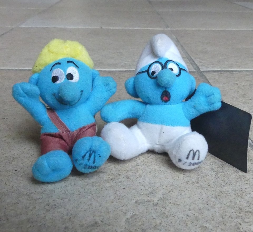 McDonald's Happy Meal smurfen brilsmurf en Wilde smurf 2000, Ophalen of Verzenden, Gebruikt, Verschillende Smurfen, Poppetje, Figuurtje of Knuffel