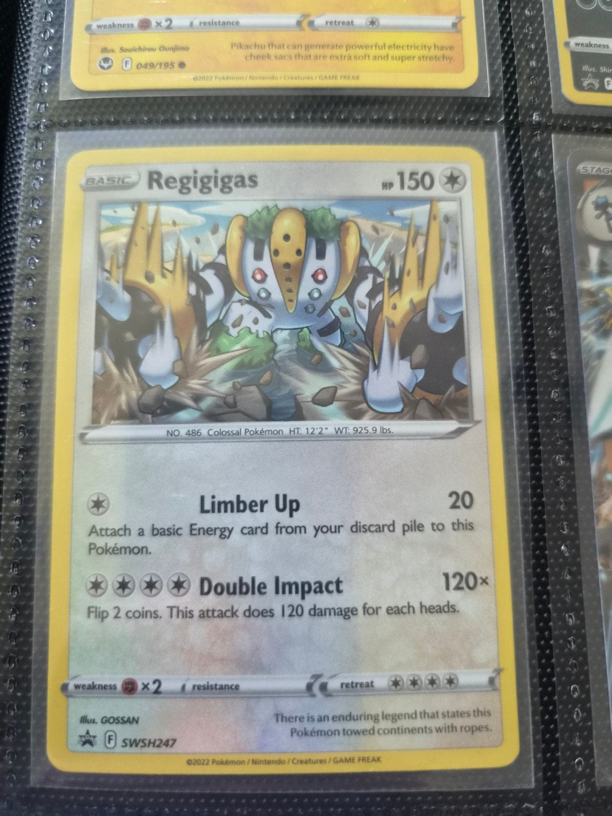 Pokémon Kaart Regigigas SWSH247 Basic HP150, Ophalen of Verzenden, Zo goed als nieuw, Losse kaart