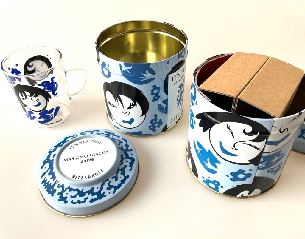 2 x Ritzenhoff 23126 Theeglas - Massimo Giacon - Tea Time, Glas of Glazen, Ophalen of Verzenden, Overige stijlen, Glas