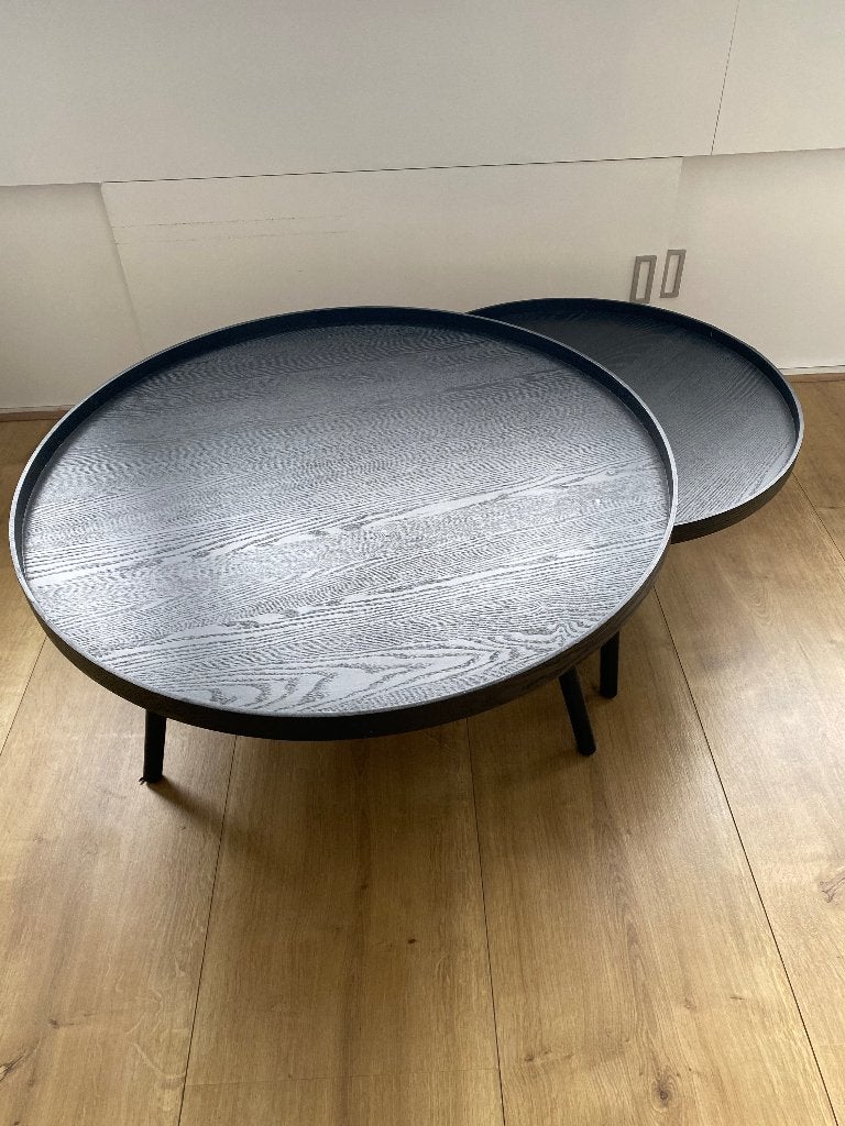 WOOOD Mesa salontafel set XL + M – zwart – rond, Huis en Inrichting, Ophalen, Overige materialen, 50 tot 100 cm, Rond