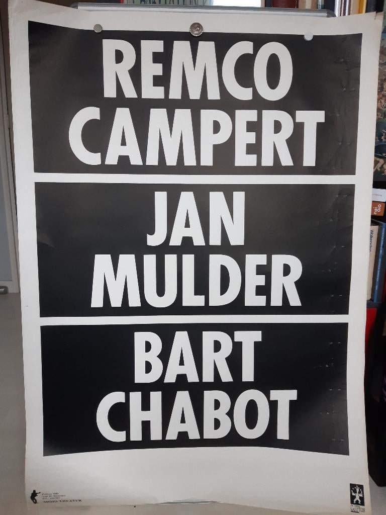 Originele Poster Bart Chabot Remco Campert Jan Mulder, Verzenden, A1 t/m A3, Film en Tv, Rechthoekig Staand
