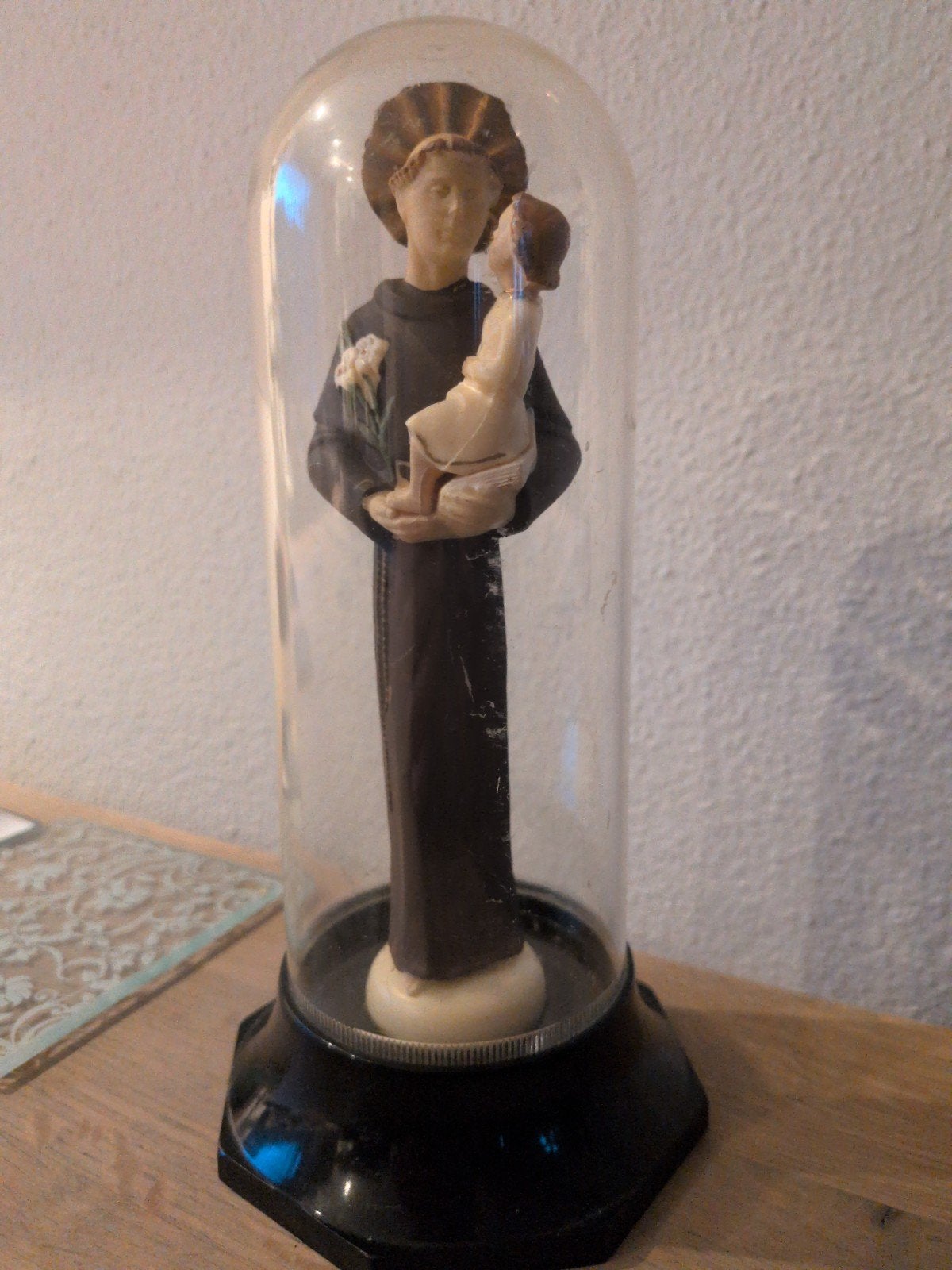 Vintage Heilige Antonius met Kindje Jezus in stolp, Ophalen of Verzenden