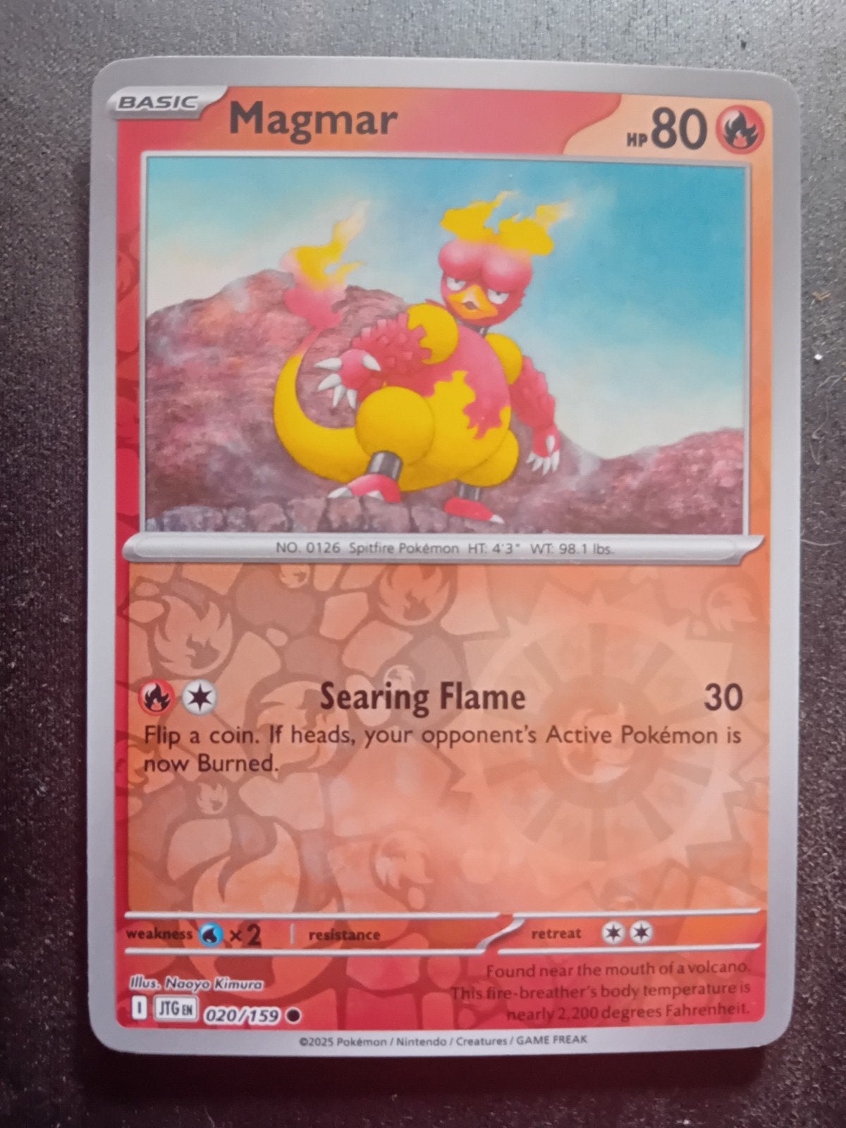 Pokémon Kaart Magmar 020/159 JIGIN - Nieuwstaat, Ophalen of Verzenden, Nieuw, Losse kaart, Foil