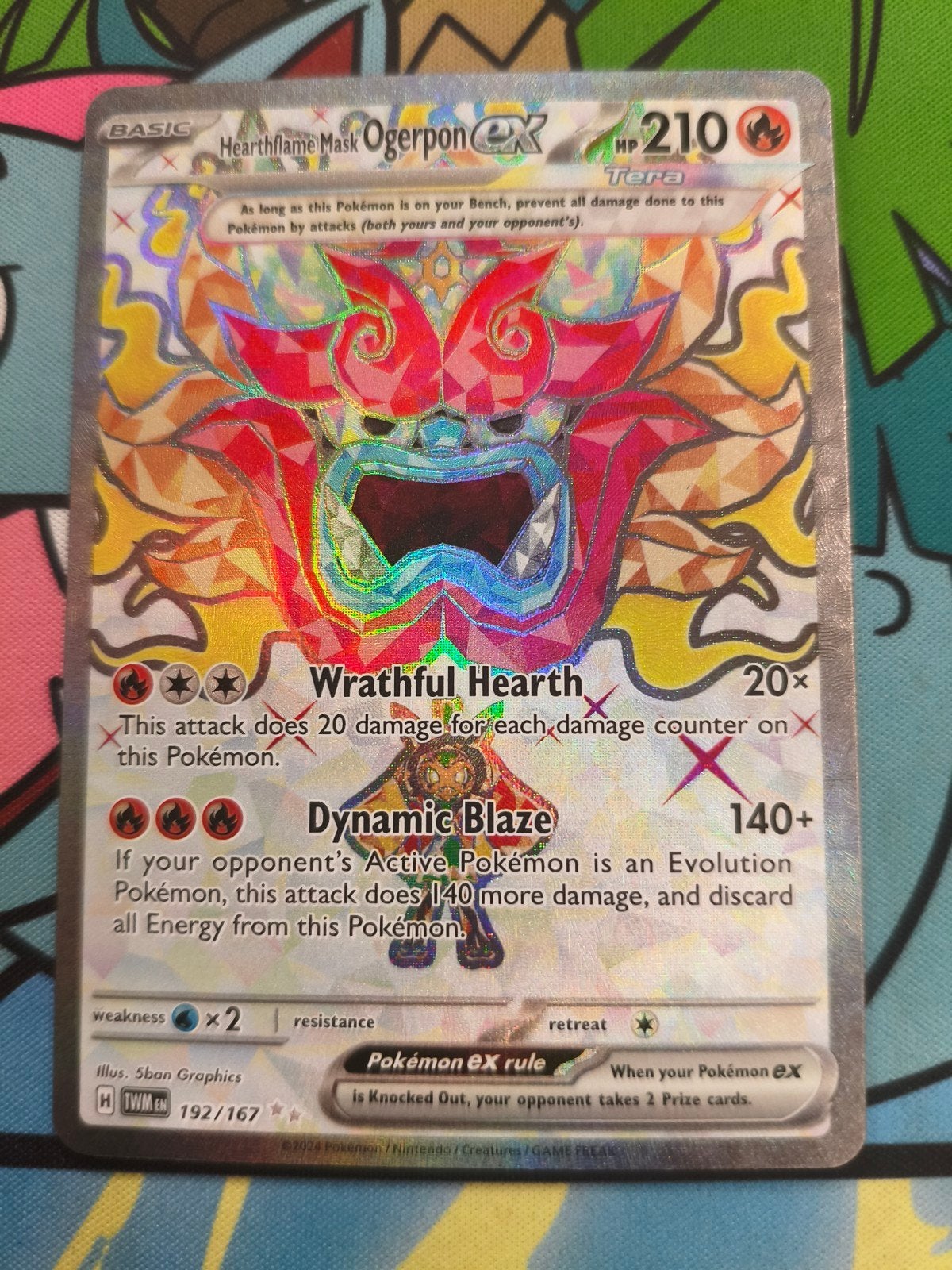Hearthflame Mask Ogerpon EX - 192/167 - Twilight Masquerade, Ophalen of Verzenden, Zo goed als nieuw, Losse kaart, Foil