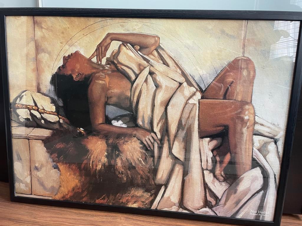 Ingelijste poster Nico Vrielink - vrouw, Antiek en Kunst, Ophalen