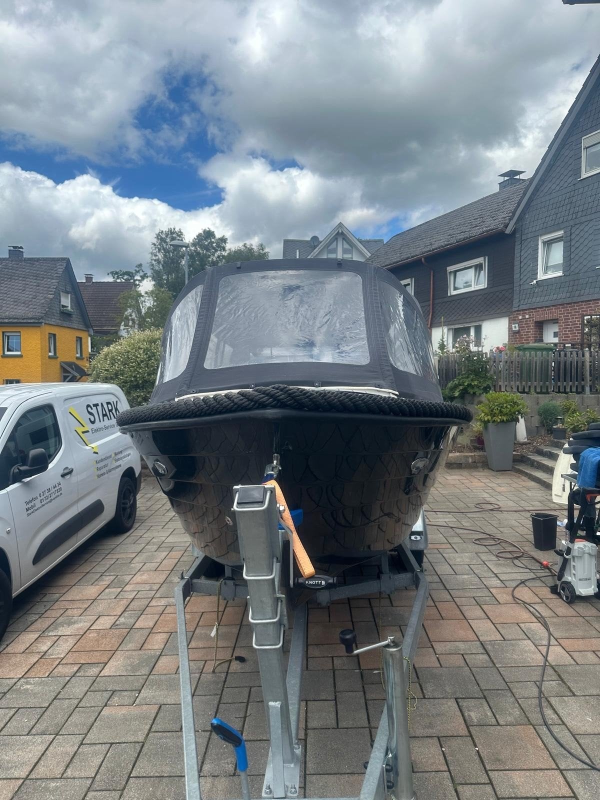 Rio mare 570 sloep 60 pk parson bouwjaar 2018, Watersport en Boten, Biminitop, 5 m, Zo goed als nieuw, Polyester