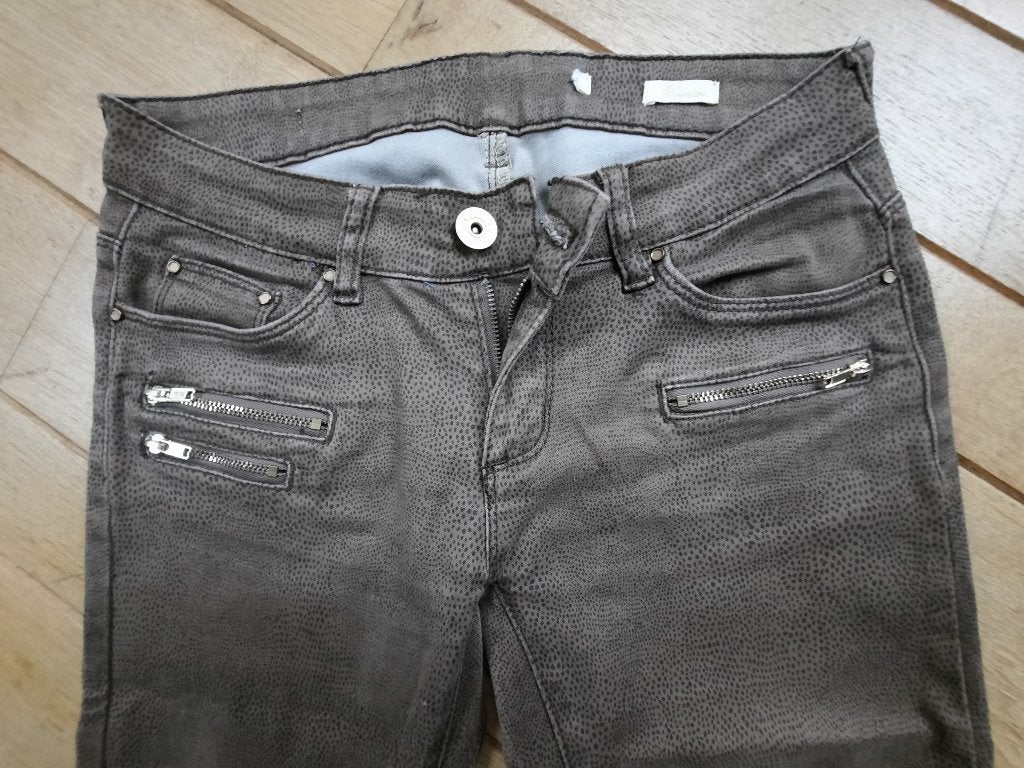 V.S. Miss denim broek bruin slangen print maat 38, Maat 38/40 (M), Bruin, Ophalen of Verzenden, Zo goed als nieuw