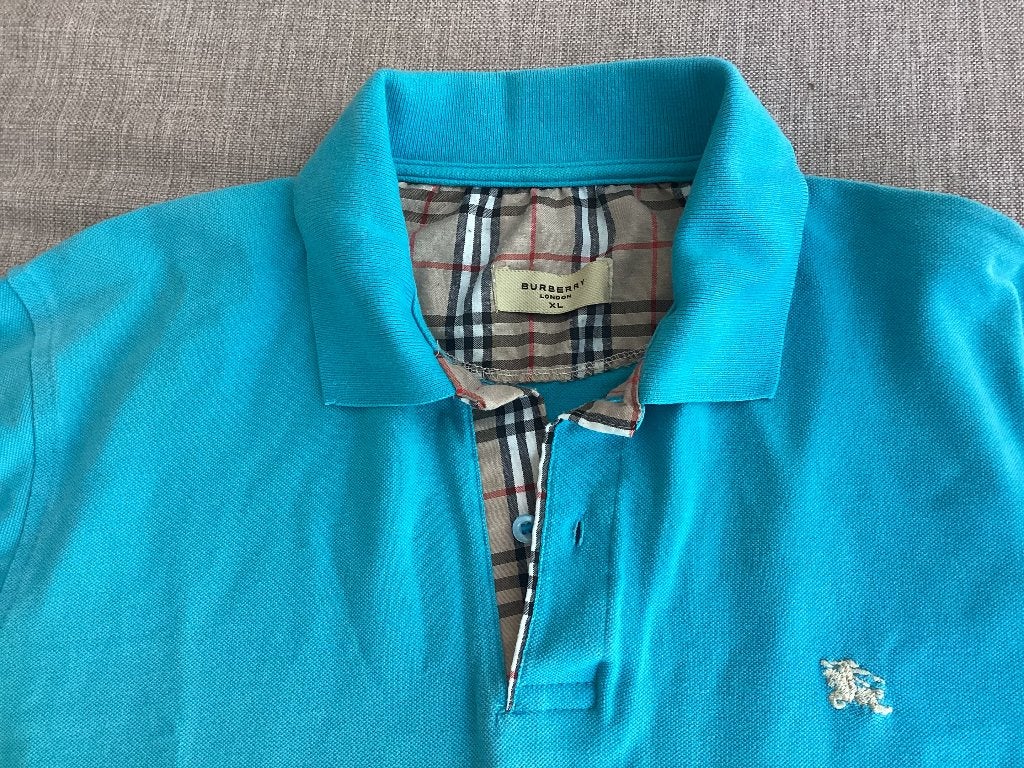 Blauwe burberry polo xl, Blauw, Maat 56/58 (XL), Ophalen of Verzenden, Zo goed als nieuw