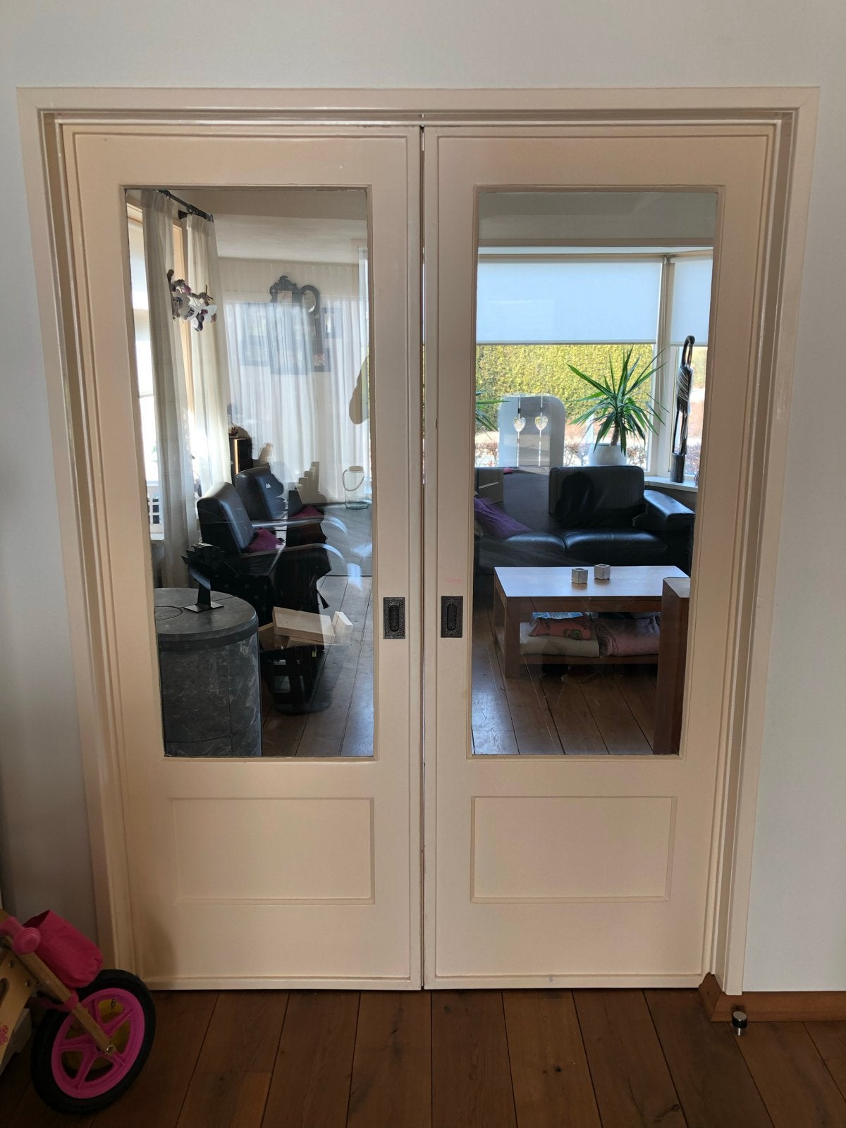 Set van twee binnendeuren met glas, ensuite schuifdeuren, Doe-het-zelf en Verbouw, Ophalen, Gebruikt, 120 cm of meer, Binnendeur