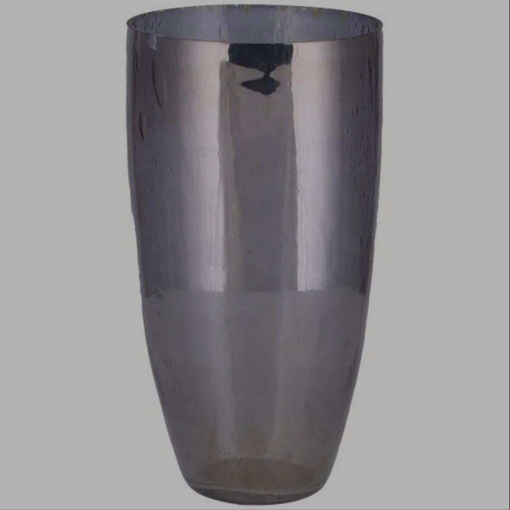 Grijze glazen vaas 28cm, Overige kleuren, Nieuw, Ophalen of Verzenden, Glas