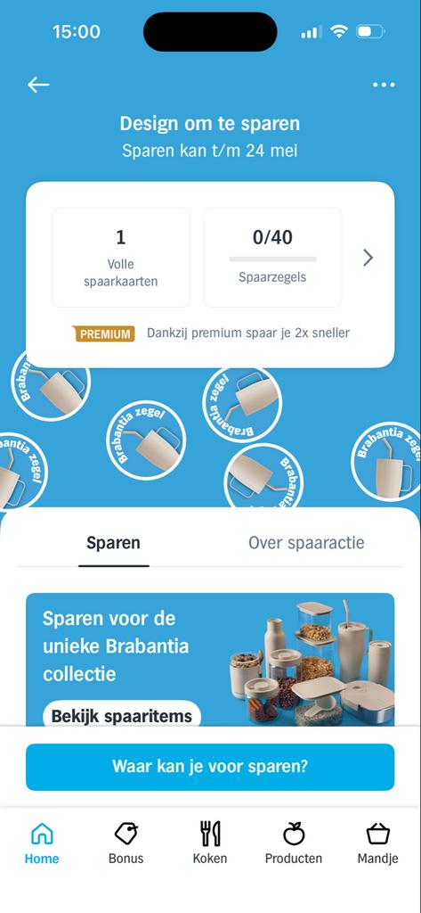 Albert Heijn Brabantia Spaarkaart - Volle Kaart, Verzamelen, Supermarktacties, Albert Heijn, Ophalen of Verzenden