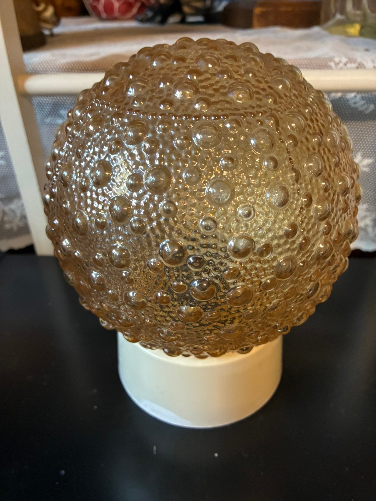 Vintage Amber kleur glazen plafoniere, Ophalen of Verzenden, Gebruikt, Glas