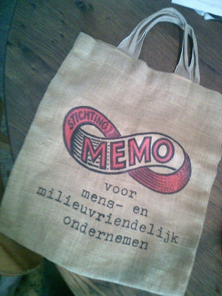Vintage tasje canvas 'MEMO', Verzenden, Huis en Inrichting