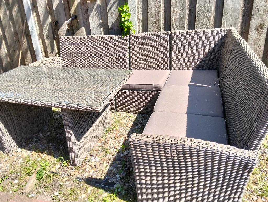 Tuinset diningset zgan, Ophalen, 6 zitplaatsen, Zo goed als nieuw, Wicker