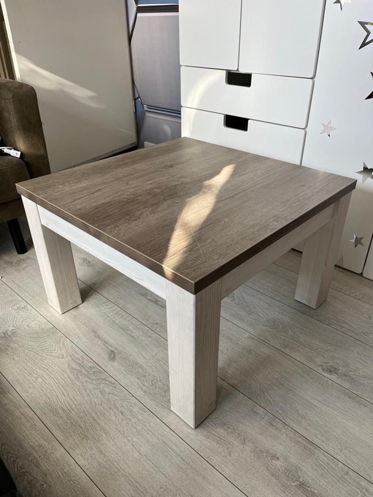 Stevige salontafel 68x68x43 cm - Houtlook, Ophalen, Gebruikt, 50 tot 100 cm, Vierkant