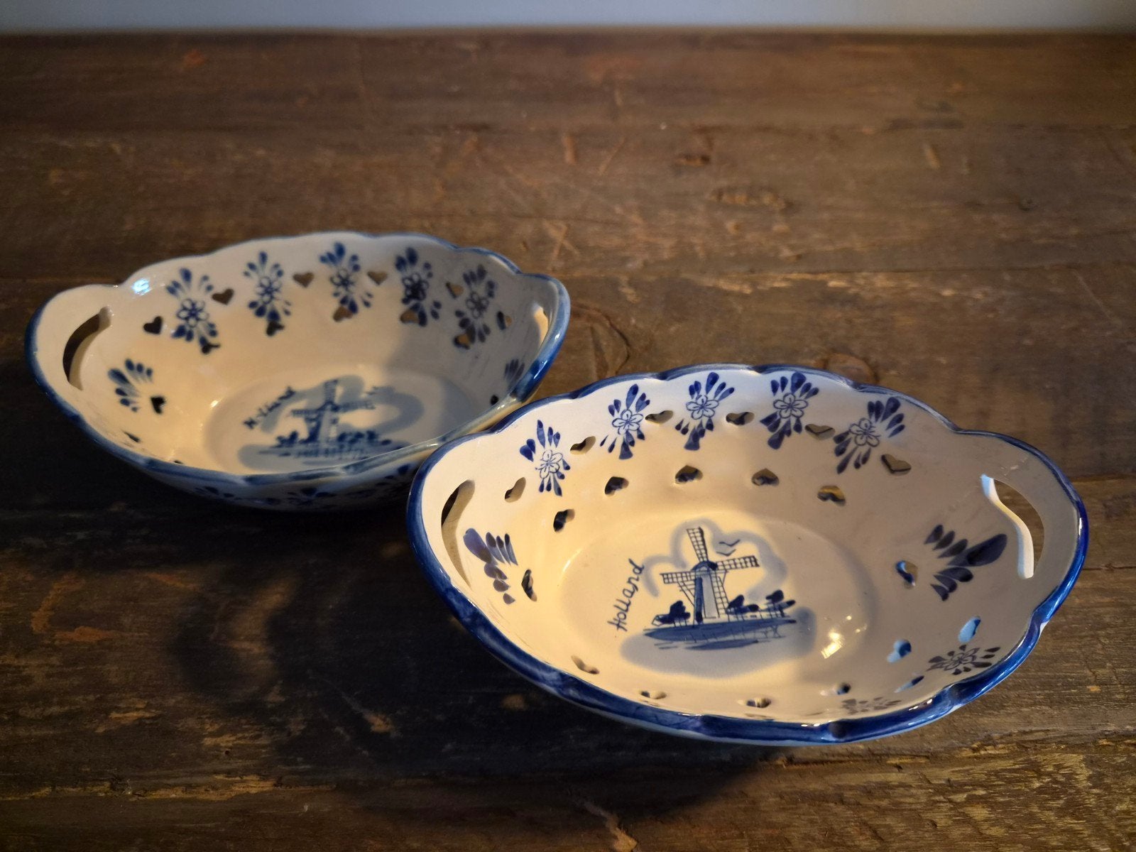 Vintage set van 2 delfs blauwe bobonsschaaltjes, Ophalen of Verzenden