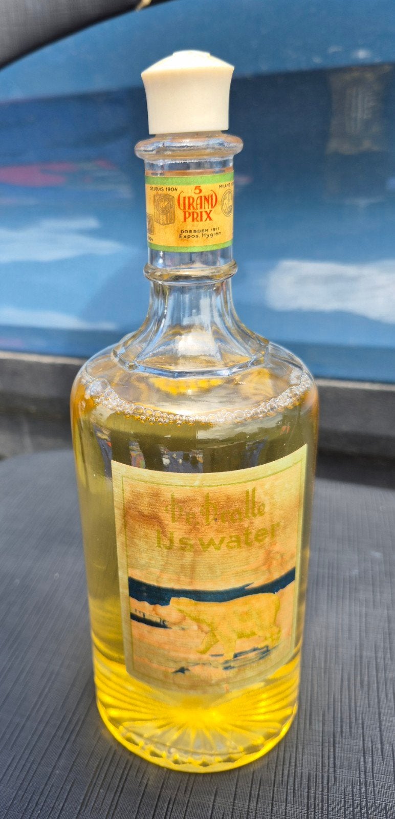 Antieke fles De Dalle ijswater Grand prix 1911, Ophalen of Verzenden, Zo goed als nieuw, Parfumfles, Gevuld