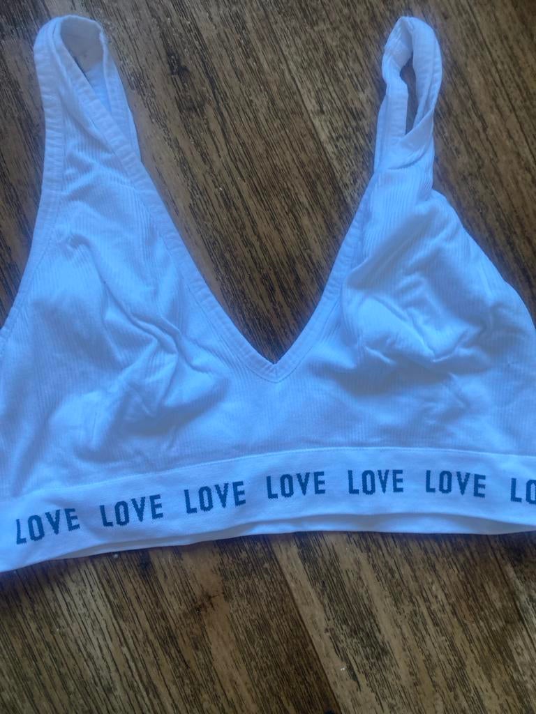 H&M Witte Bralette met 'LOVE' Band - Maat L, Ophalen of Verzenden, Wit, BH